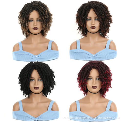 Dreadlock Twist Wig Short Curly Heat Resistant Fiber Synthetic Braids wig for Black Women